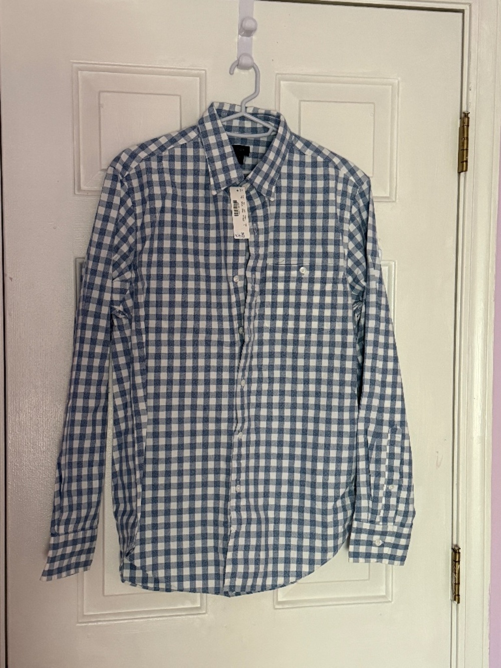 NWT J Crew Mens Blue plaid check dress shirt Size Small S